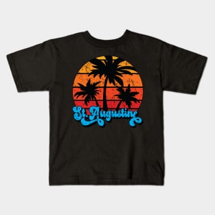 St. Augustine Florida Retro Palm Trees with Sunset Kids T-Shirt